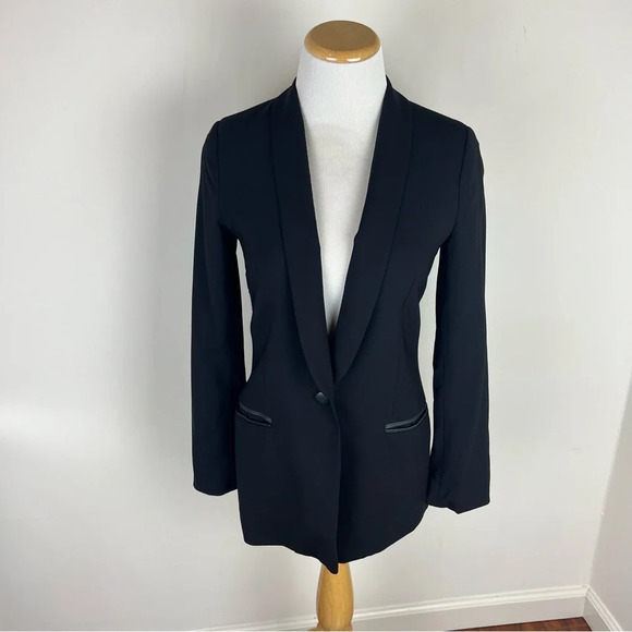 Vince Wool Button Front Blazer Jacket Black Size 2 - Picture 3 of 6